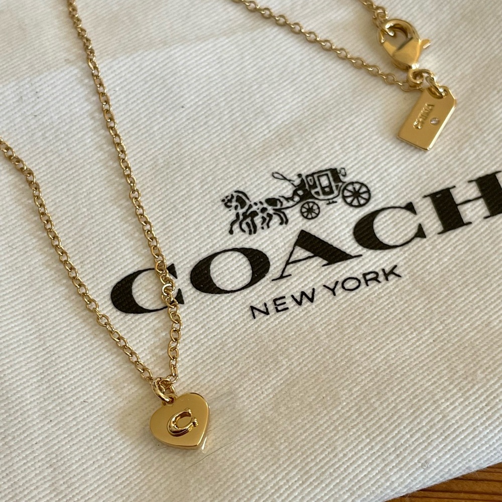 COACH Gold Heart Pendant Necklace